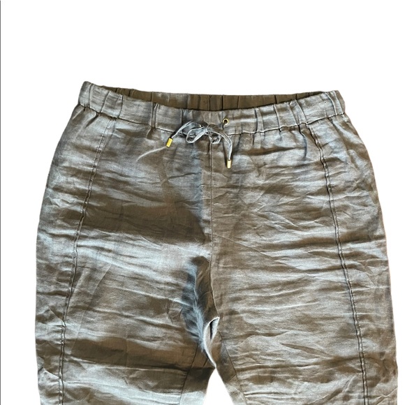 Ellen Tracy 100% linen grey pull on coastal gramma style minimalist pants medium - Picture 3 of 12